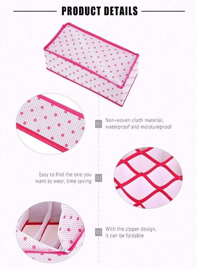 ستايليز مجموعة ستايليز المكونة من 3 فواصل أدراج قابلة للطي، صناديق تخزين، صندوق تخزين ملابس داخلية، منظمات خزانة ملابس، منظم تحت السرير للملابس والأحذية والملابس الداخلية وحمالات الصدر والجوارب (وردي منقط) - Image 3